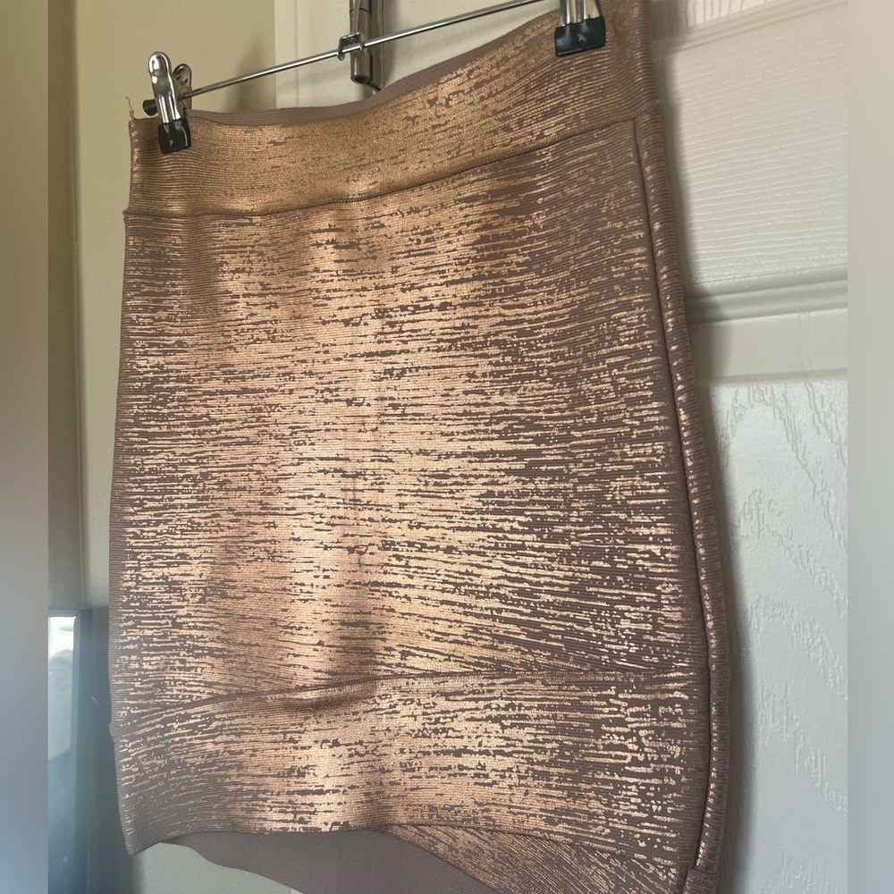 Rose gold metallic bodycon skirt
